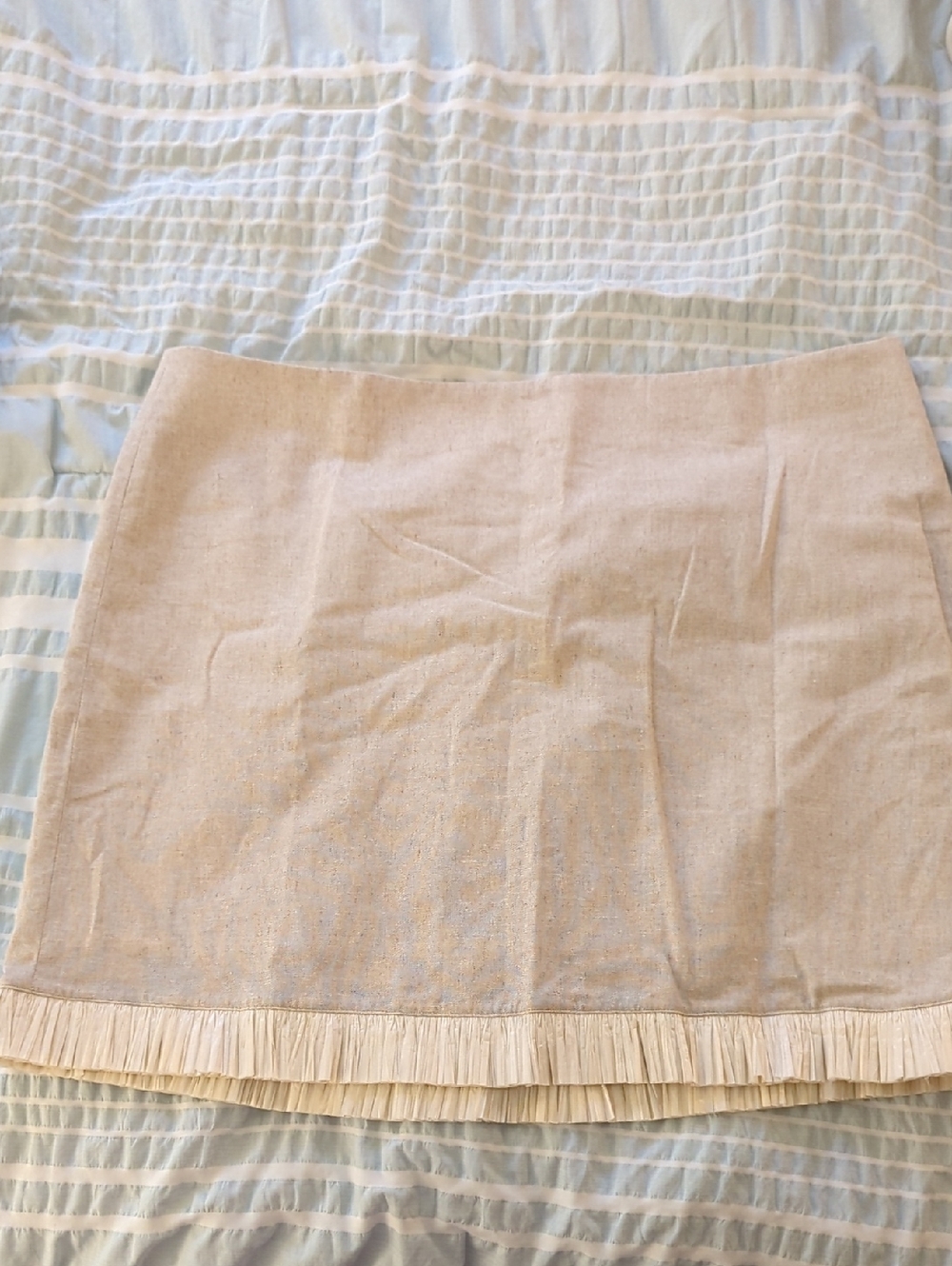 J. Crew Beige Mini Skirt with Straw Trim, NWOT
